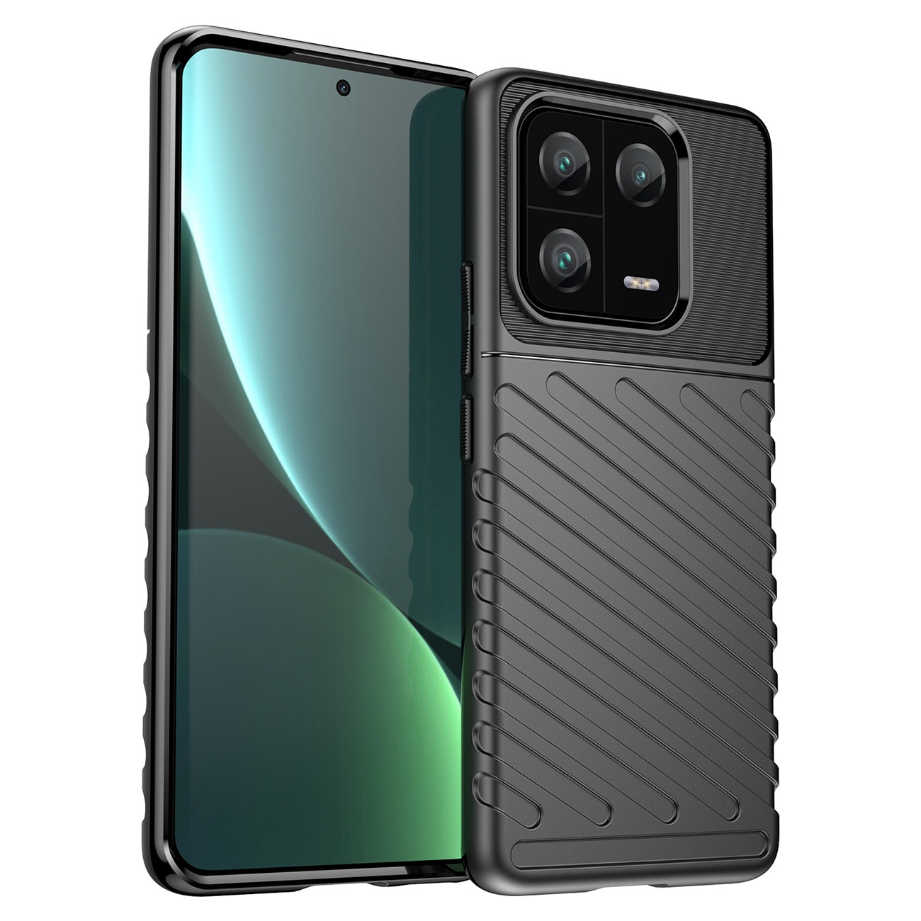 Thunder Case-etui til Xiaomi 13 Pro silikonepanseretui sort