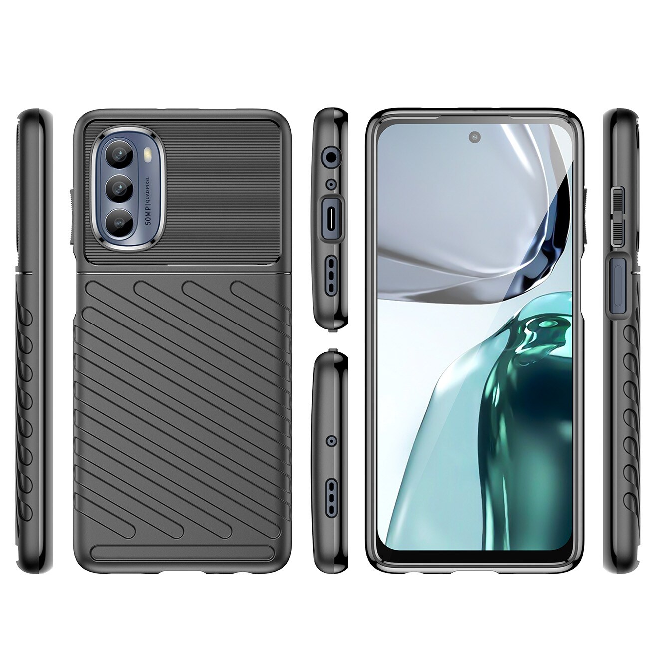 Thunder Case til Motorola Moto G62 5G silikone panseretui sort
