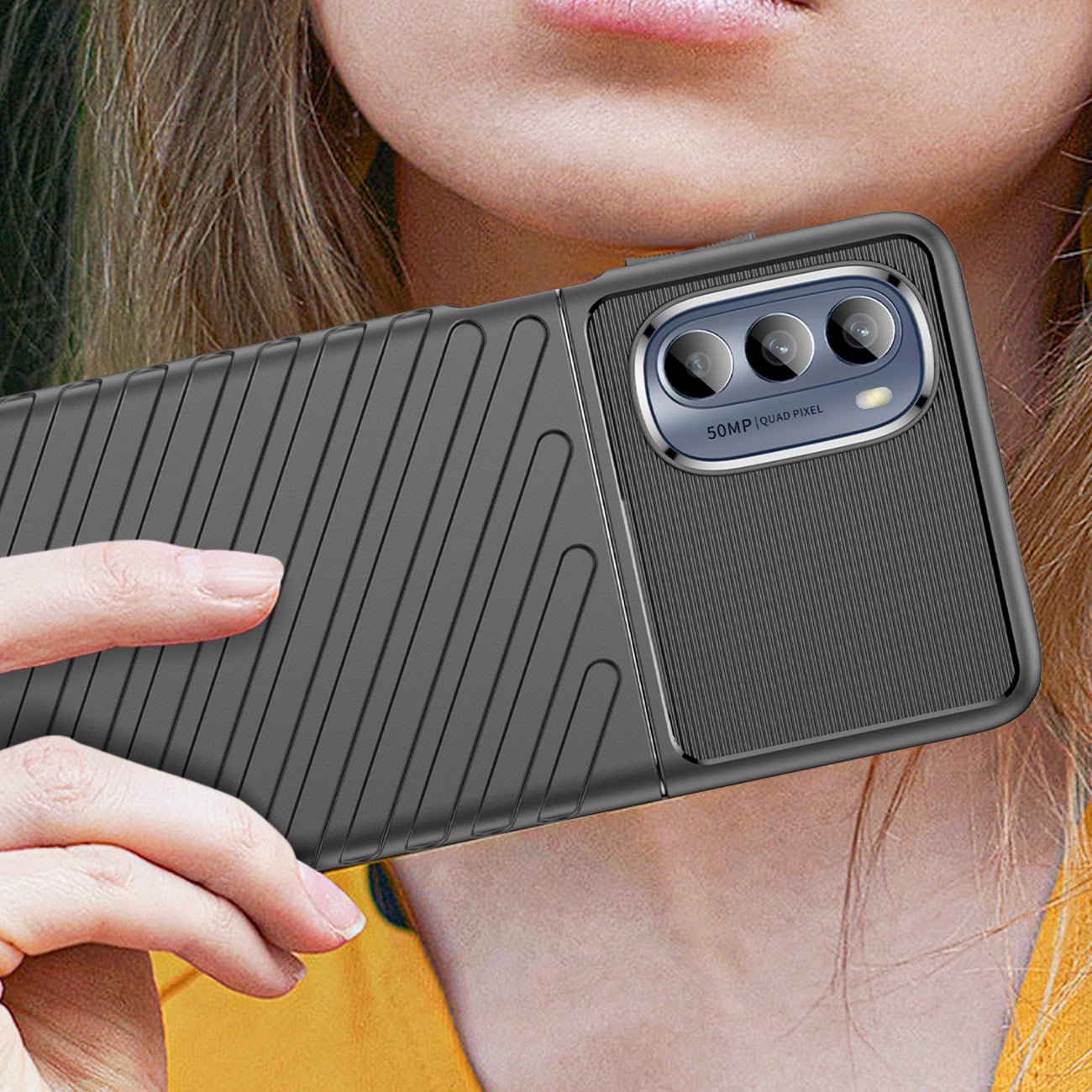 Thunder Case til Motorola Moto G62 5G silikone panseretui sort