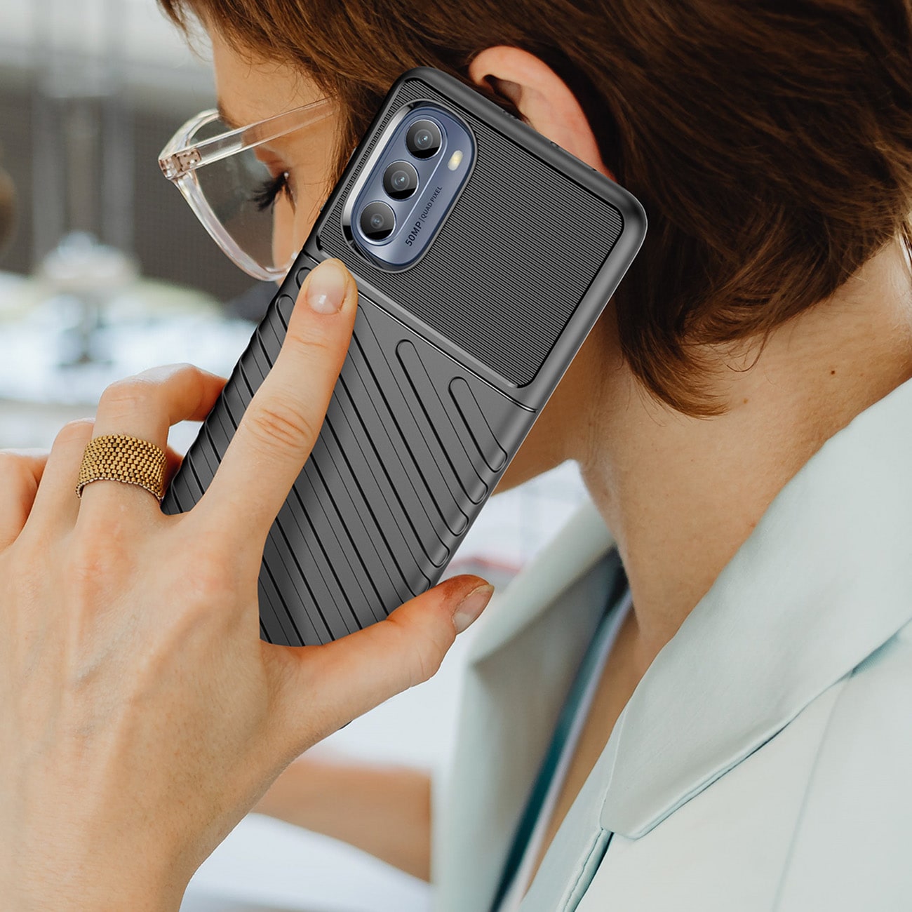 Thunder Case til Motorola Moto G62 5G silikone panseretui sort