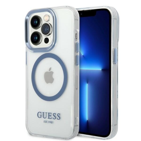 Guess GUHMP14XHTRMB iPhone 14 Pro Max 6,7" blå/blå hard case Metal Outline Magsafe