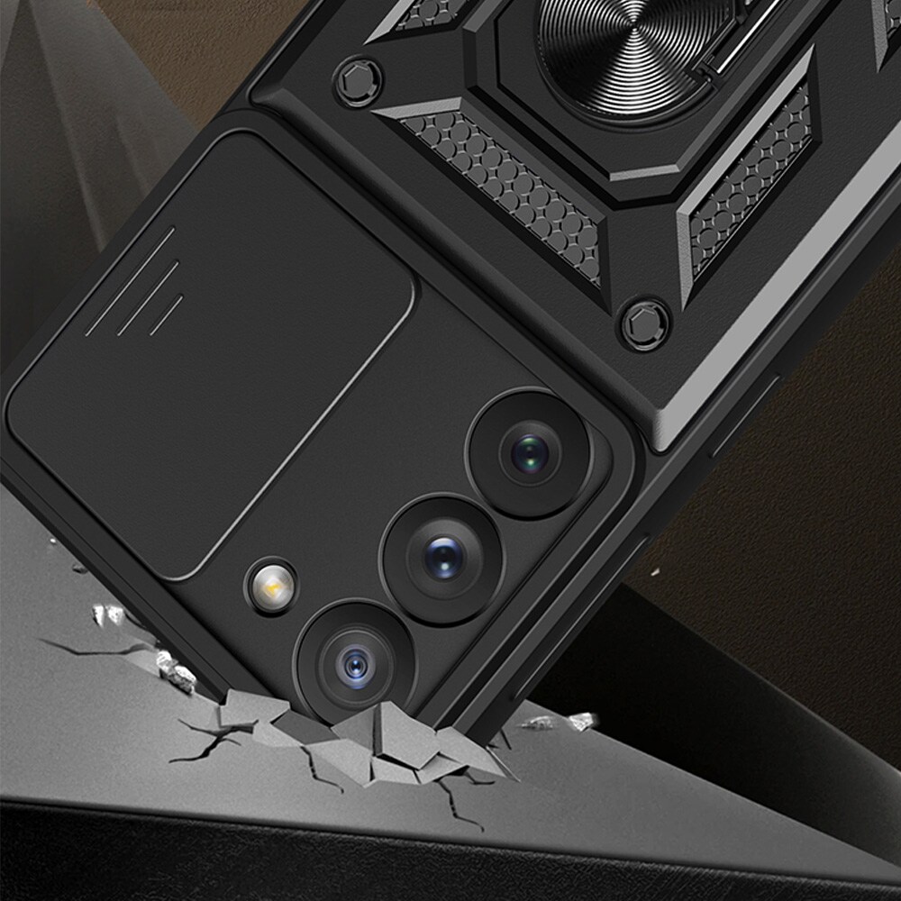 Hybrid Armor Camshield-etui til Samsung Galaxy S23+ pansret cover med kameradæksel rød
