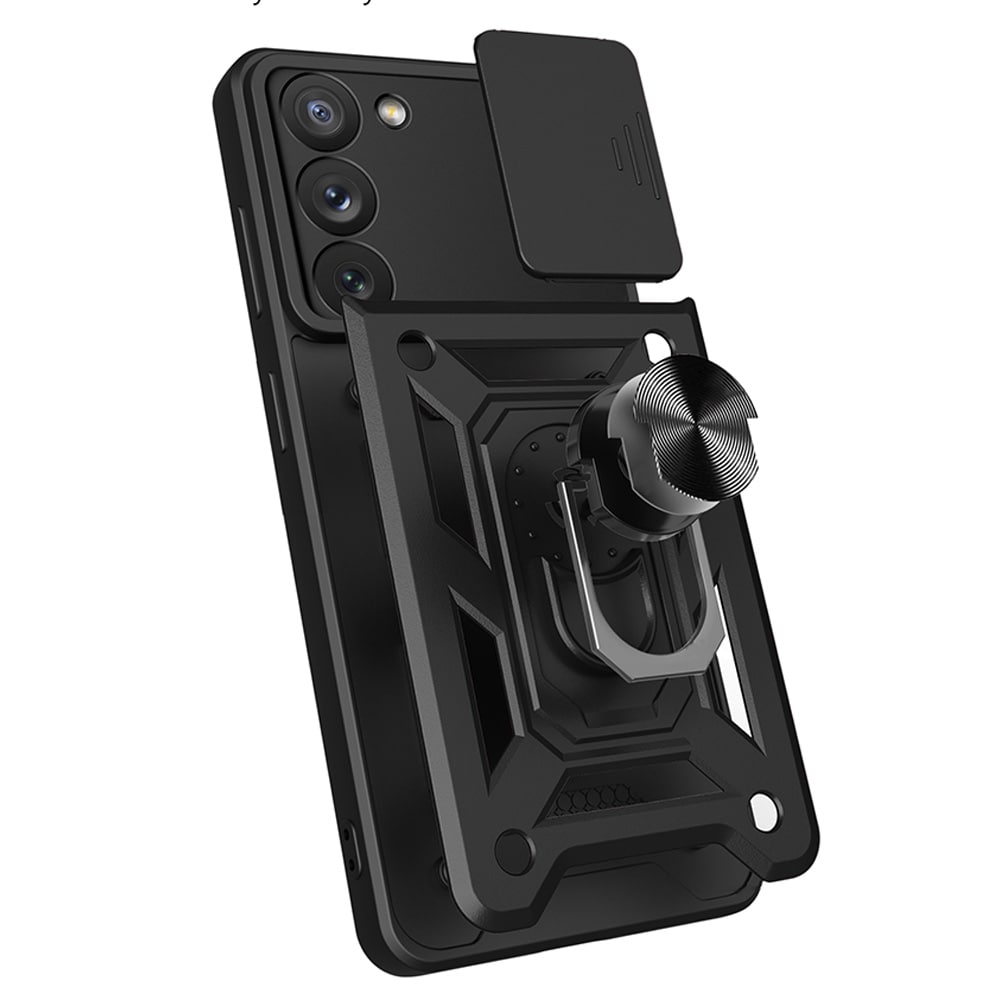 Hybrid Armor Camshield-etui til Samsung Galaxy S23+ pansret cover med kameradæksel rød