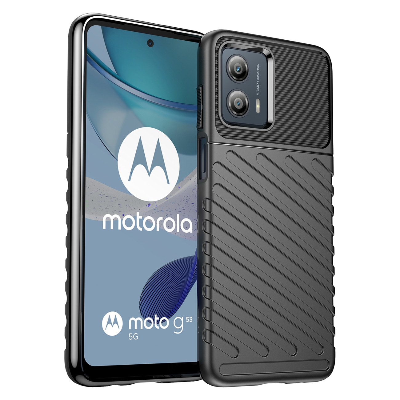 Thunder Case-etui til Motorola Moto G53 silikonepanseretui sort