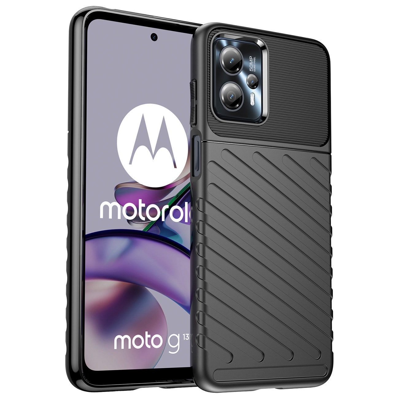 Thunder Case-etui til Motorola Moto G13 silikonepanseretui sort
