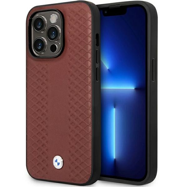 Etui BMW BMHCP14L22RFGR iPhone 14 Pro 6.1" Burgundy/burgundy Læder Diamantmønster