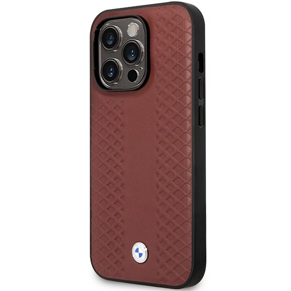 Etui BMW BMHCP14L22RFGR iPhone 14 Pro 6.1" Burgundy/burgundy Læder Diamantmønster