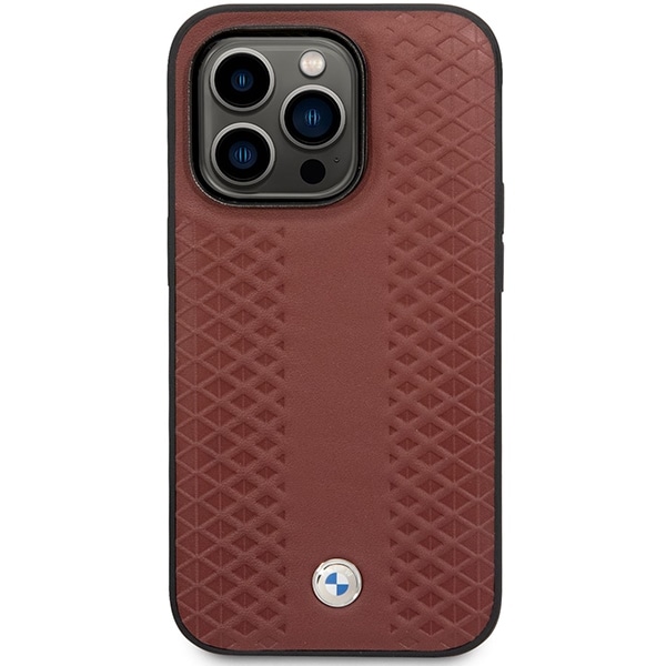 Etui BMW BMHCP14L22RFGR iPhone 14 Pro 6.1" Burgundy/burgundy Læder Diamantmønster