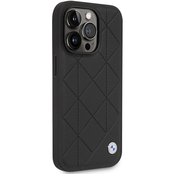 Etui BMW BMHCP14L22RQDK iPhone 14 Pro 6,1" sort/sort Quiltet læder