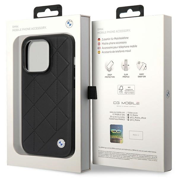 Etui BMW BMHCP14L22RQDK iPhone 14 Pro 6,1" sort/sort Quiltet læder