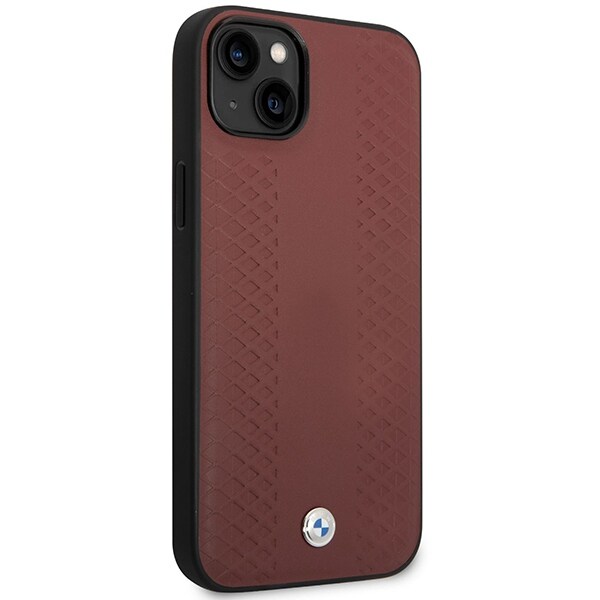 Etui BMW BMHCP14S22RFGR iPhone 14 6,1" Burgundy/burgundy Læder Diamantmønster