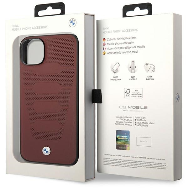 Etui BMW BMHCP14S22RPSR iPhone 14 6,1" bordeaux/burgundy Lædersæder Mønster