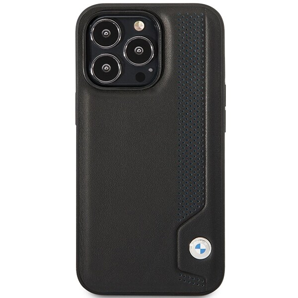 Taske BMW BMHCP14X22RBDK iPhone 14 Pro Max 6,7" sort/sort hardcase læder blå prikker