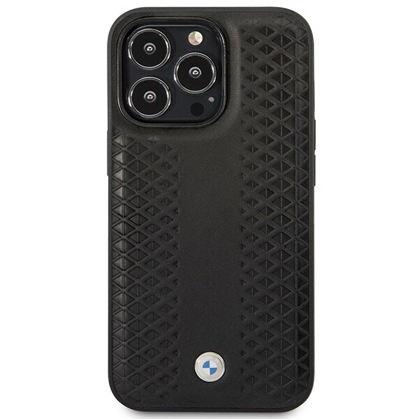 Etui BMW BMHMP14L22RFGK iPhone 14 Pro 6,1" sort/sort læder med diamantmønster MagSafe