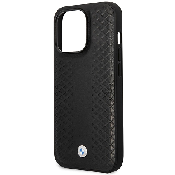 Etui BMW BMHMP14L22RFGK iPhone 14 Pro 6,1" sort/sort læder med diamantmønster MagSafe
