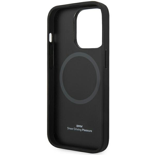 Etui BMW BMHMP14L22RFGK iPhone 14 Pro 6,1" sort/sort læder med diamantmønster MagSafe