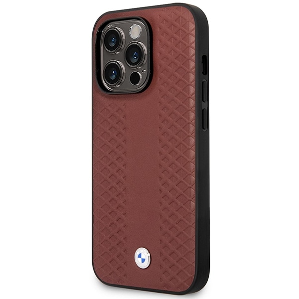 Etui BMW BMHMP14L22RFGR iPhone 14 Pro 6,1" Burgundy/burgundy Læder Diamantmønster MagSafe