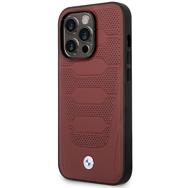Etui BMW BMHMP14L22RPSR iPhone 14 Pro 6.1" Bourgogne/burgunder Læder Sæder Mønster MagSafe
