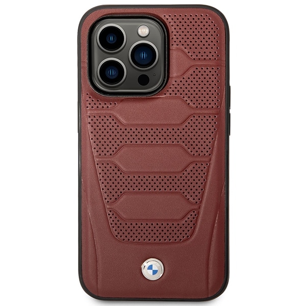 Etui BMW BMHMP14L22RPSR iPhone 14 Pro 6.1" Bourgogne/burgunder Læder Sæder Mønster MagSafe