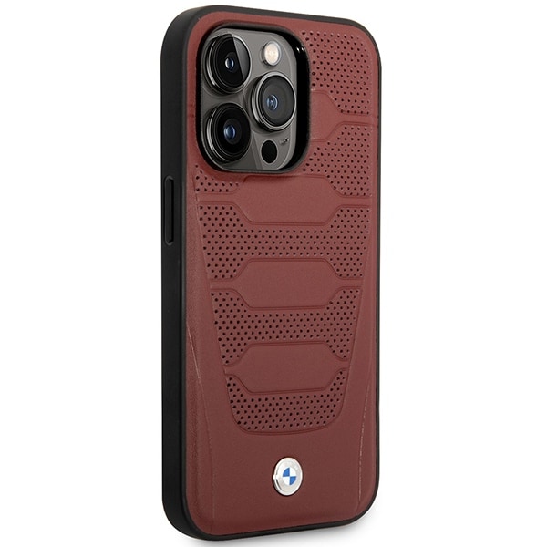 Etui BMW BMHMP14L22RPSR iPhone 14 Pro 6.1" Bourgogne/burgunder Læder Sæder Mønster MagSafe