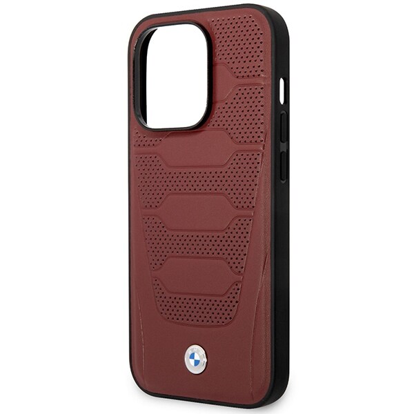 Etui BMW BMHMP14L22RPSR iPhone 14 Pro 6.1" Bourgogne/burgunder Læder Sæder Mønster MagSafe