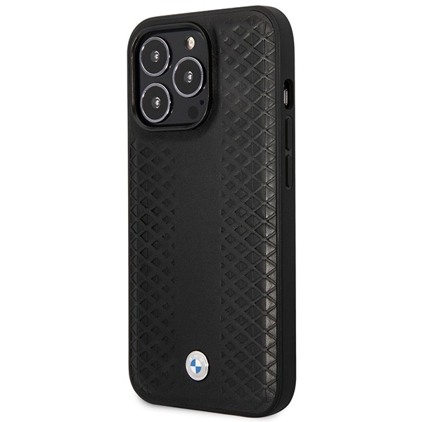 Etui BMW BMHMP14X22RFGK iPhone 14 Pro Max 6,7" sort/sort læder med diamantmønster MagSafe
