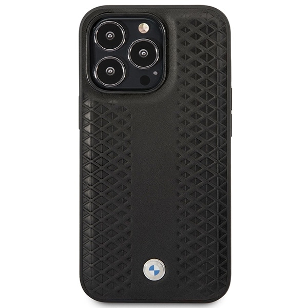 Etui BMW BMHMP14X22RFGK iPhone 14 Pro Max 6,7" sort/sort læder med diamantmønster MagSafe