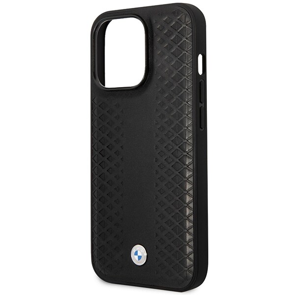 Etui BMW BMHMP14X22RFGK iPhone 14 Pro Max 6,7" sort/sort læder med diamantmønster MagSafe