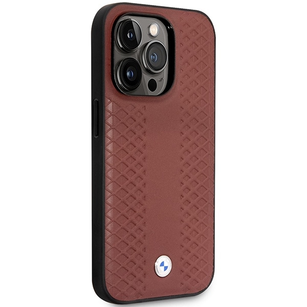 Etui BMW BMHMP14X22RFGR iPhone 14 Pro Max 6,7" Burgundy/burgundy Læder Diamantmønster MagSafe