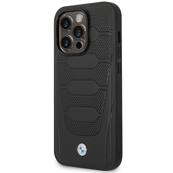 Etui BMW BMHMP14X22RPSK iPhone 14 Pro Max 6,7" sort/sort Lædersæder Mønster MagSafe