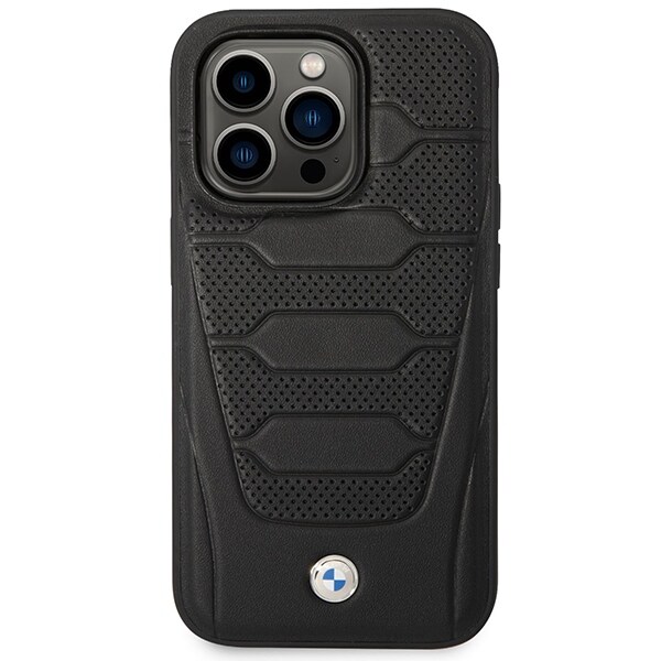 Etui BMW BMHMP14X22RPSK iPhone 14 Pro Max 6,7" sort/sort Lædersæder Mønster MagSafe