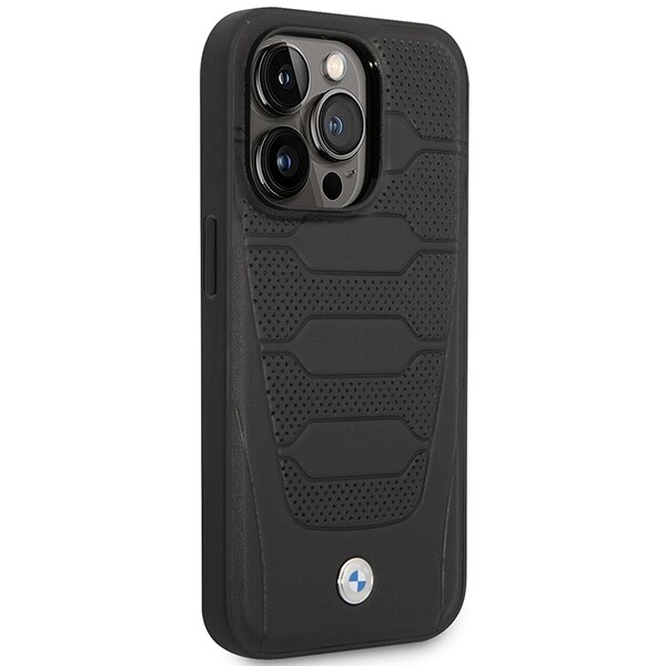 Etui BMW BMHMP14X22RPSK iPhone 14 Pro Max 6,7" sort/sort Lædersæder Mønster MagSafe