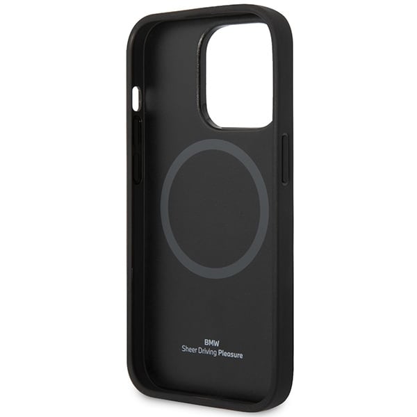 Etui BMW BMHMP14X22RPSK iPhone 14 Pro Max 6,7" sort/sort Lædersæder Mønster MagSafe