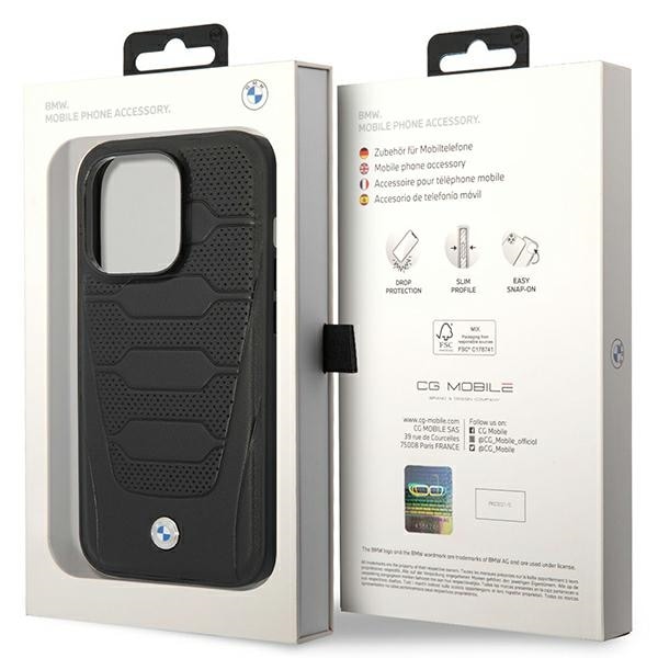 Etui BMW BMHMP14X22RPSK iPhone 14 Pro Max 6,7" sort/sort Lædersæder Mønster MagSafe