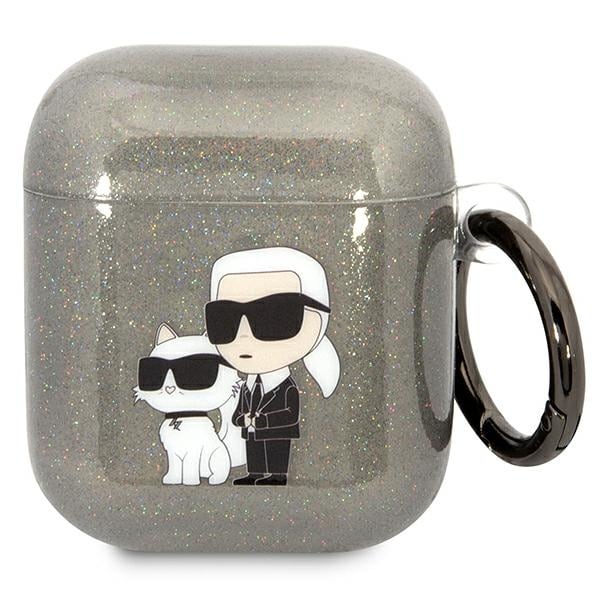 Karl Lagerfeld KLA2HNKCTGK Airpods 1/2 cover sort/sort Gliter Karl&Choupette