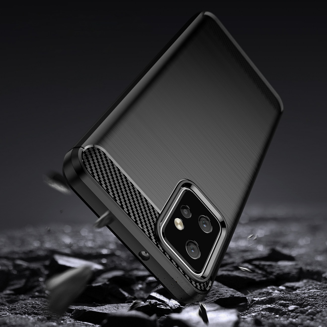 Carbon Case til Motorola Moto G Power 2023 fleksibelt silikone carbon cover sort