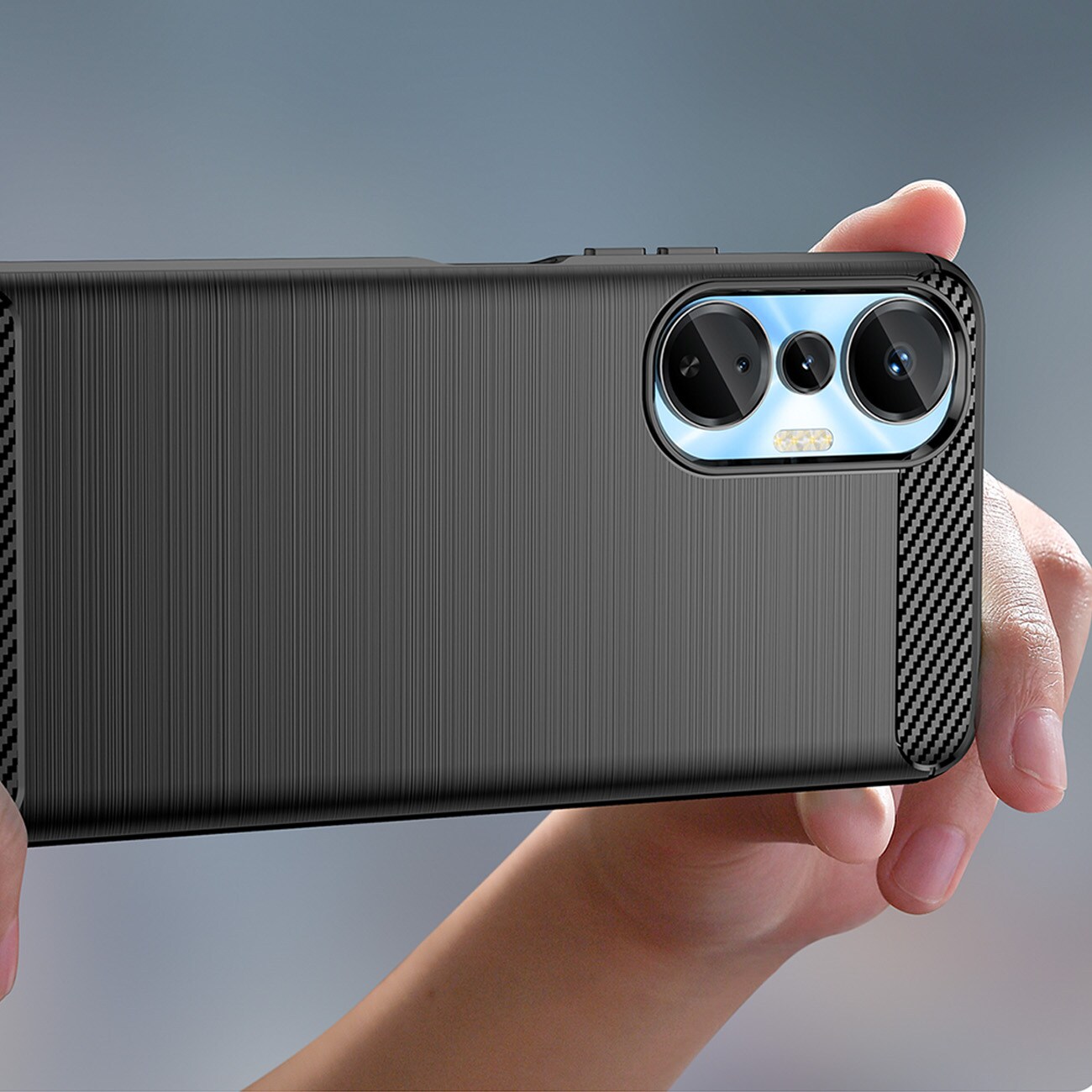 Carbon Case etui til Infinix Hot 20S fleksibelt silikone carbon cover sort