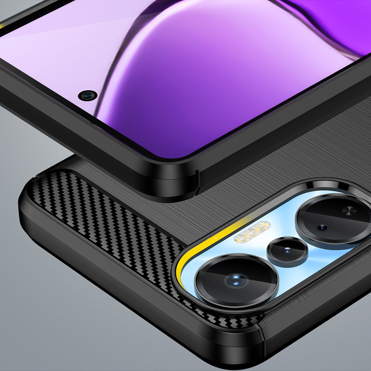 Carbon Case etui til Infinix Hot 20S fleksibelt silikone carbon cover sort