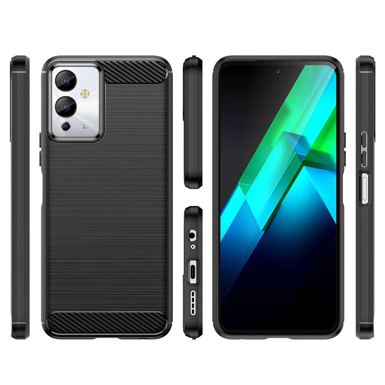 Carbon Case etui til Infinix Note 12i fleksibelt silikone carbon cover sort
