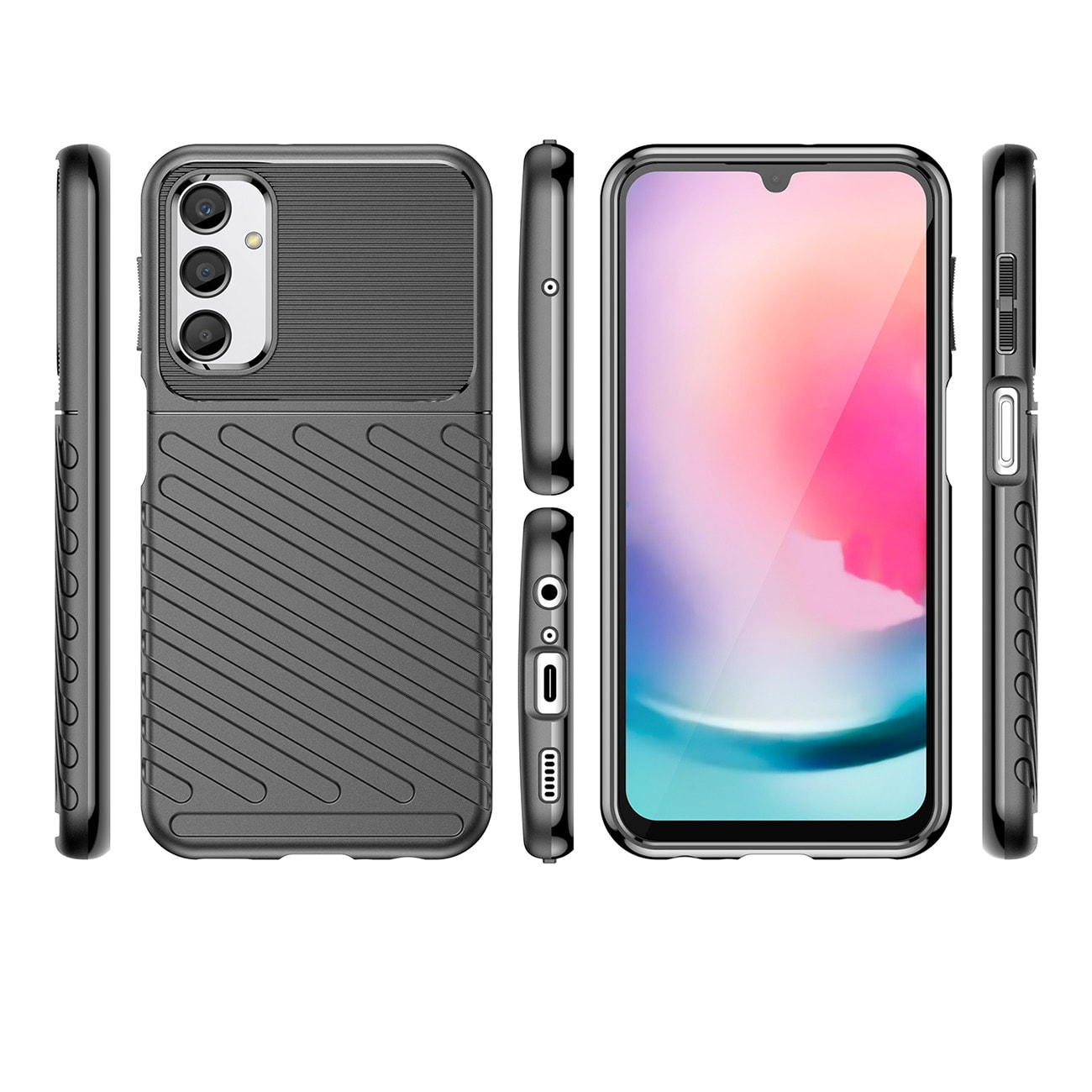 Thunder Case etui til Samsung Galaxy A24 4G silikone panseretui sort