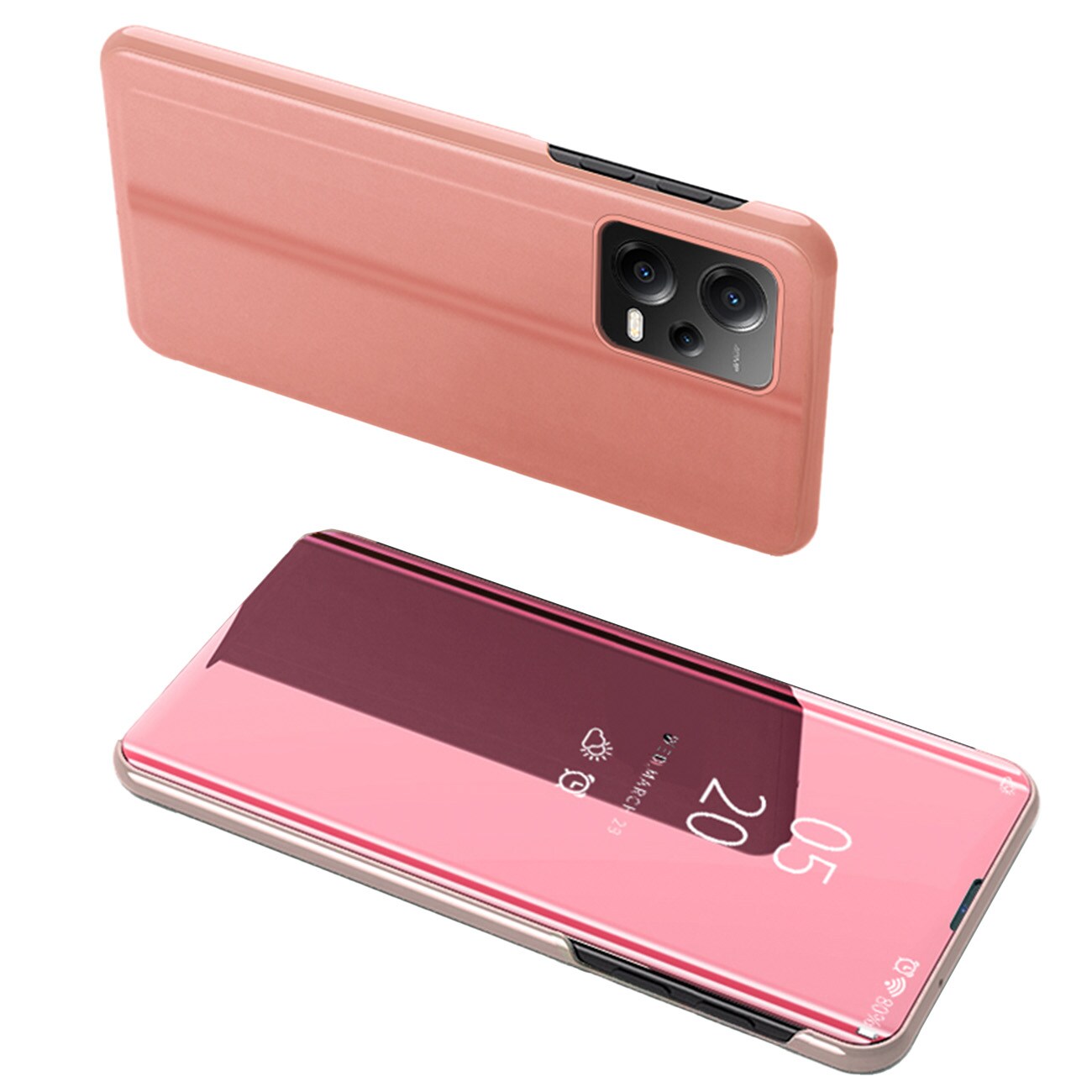 Clear View-etui til Xiaomi Redmi Note 12 5G / Poco X5 5G Flip Cover Pink