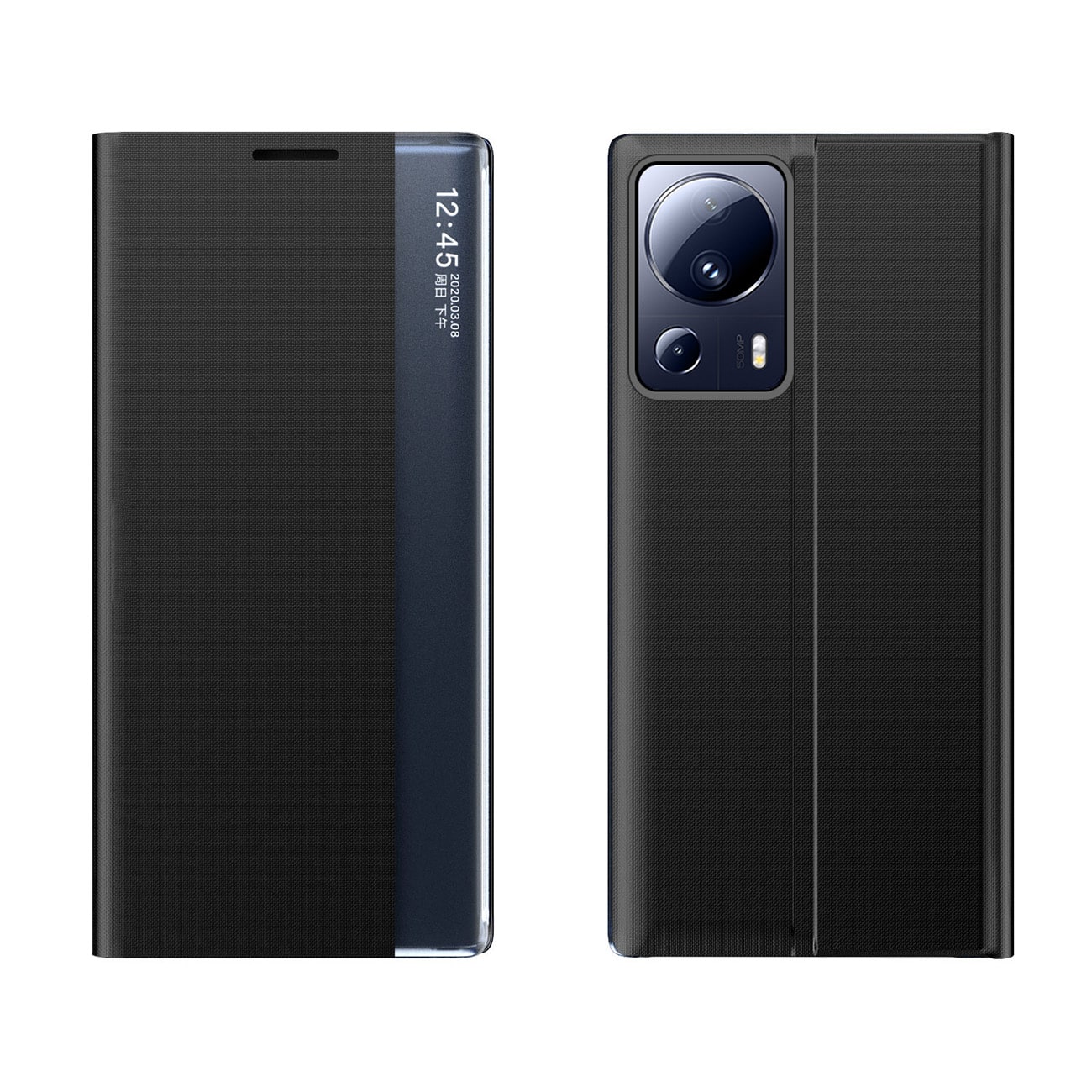 Nyt Sleep Case-etui til Xiaomi 13 Lite-cover med flipstativ sort