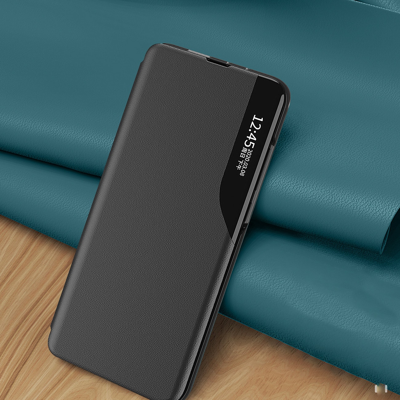 Eco Leather View Case cover til Samsung Galaxy A24 4G med flipstativ blå
