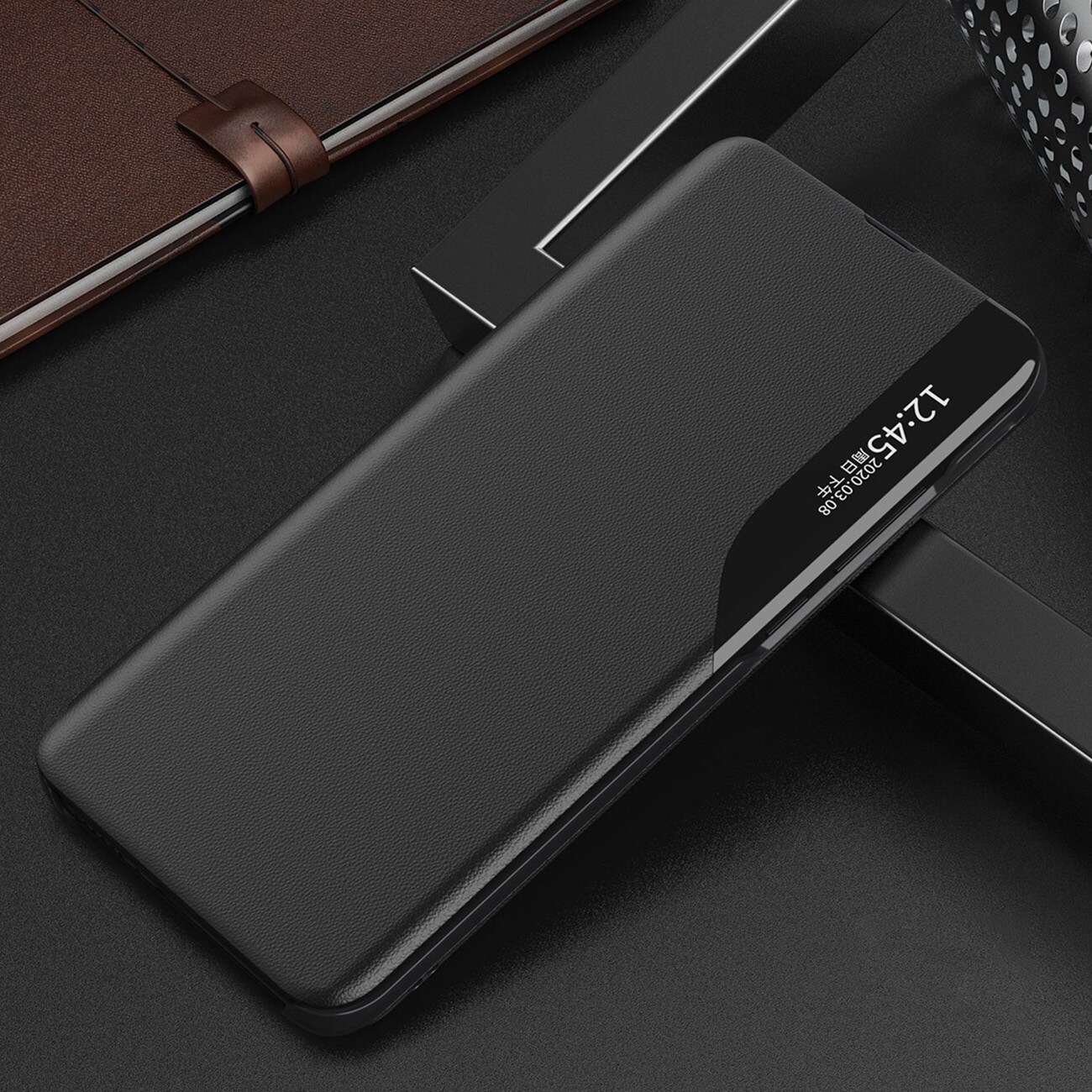 Eco Leather View Case cover til Samsung Galaxy A24 4G med flipstativ blå