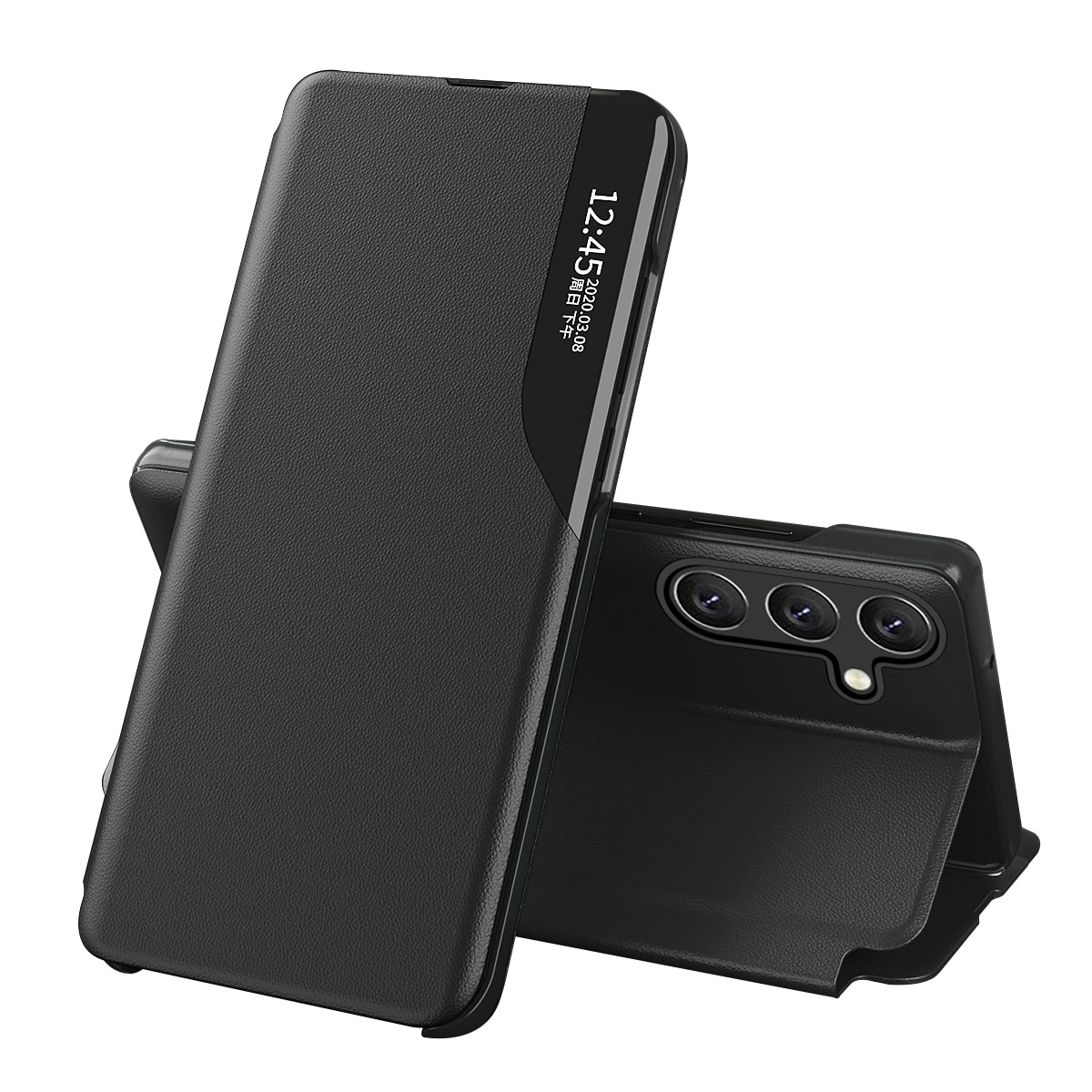 Eco Leather View Case cover til Samsung Galaxy A24 4G med flipstativ blå