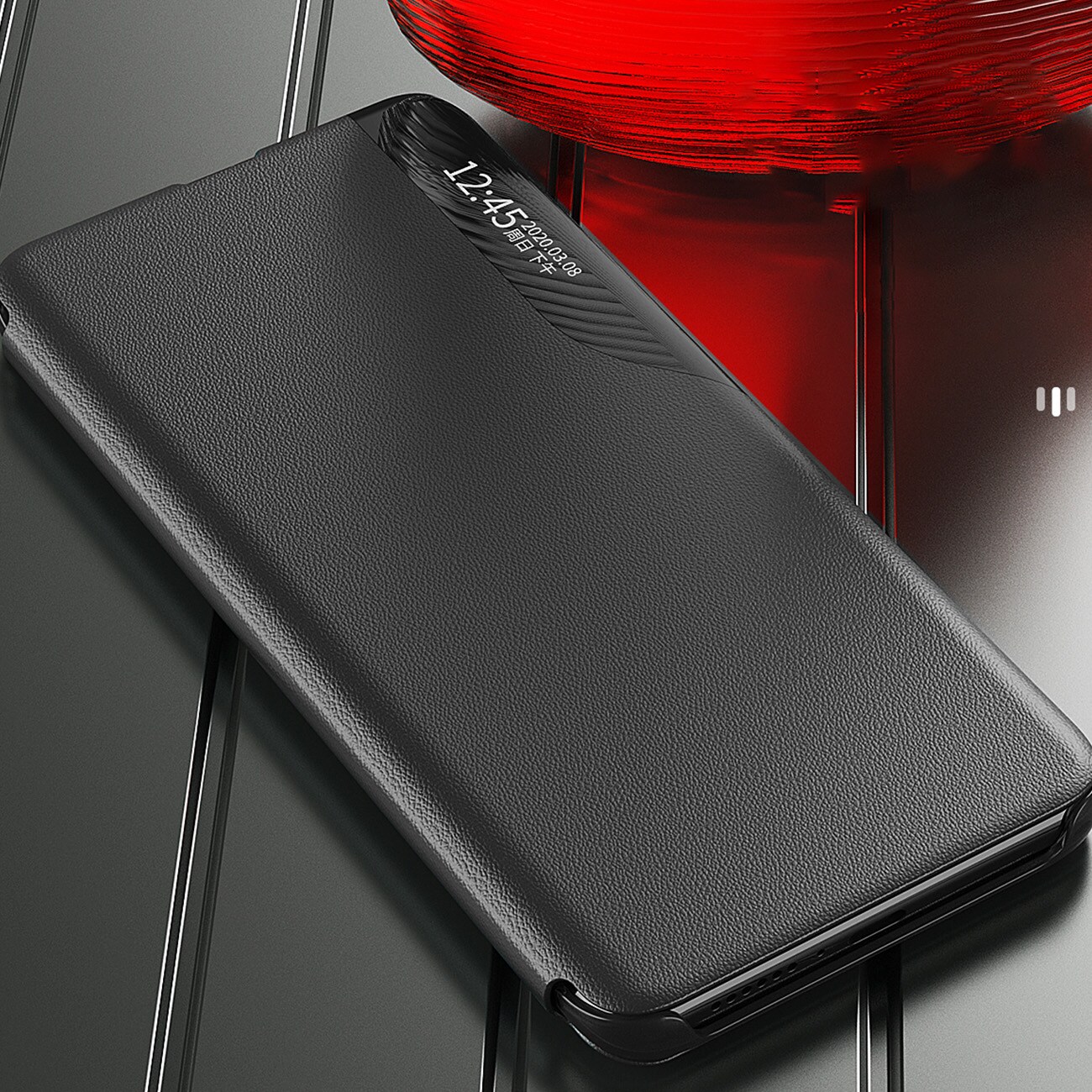 Eco Leather View Case cover til Samsung Galaxy A24 4G med flipstativ blå