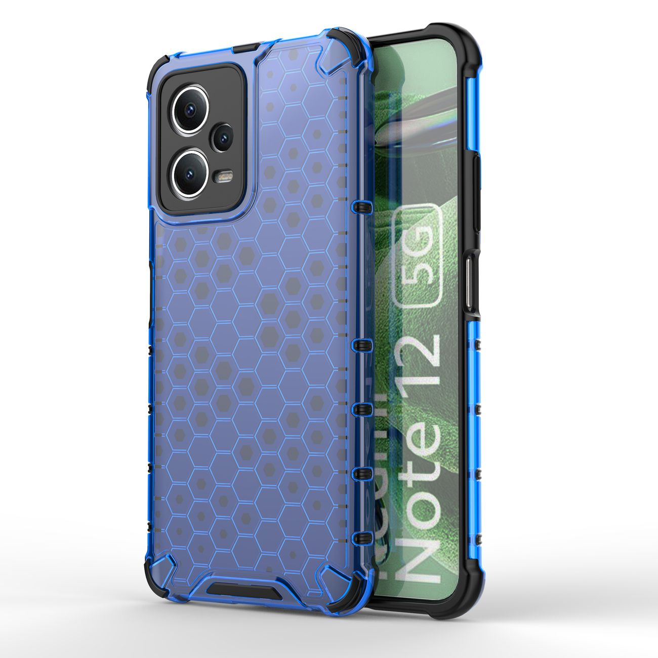 Honeycomb-etui til Xiaomi Redmi Note 12 5G / Poco X5 5G pansret hybrid-etui blå