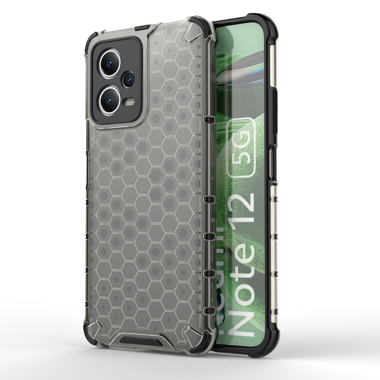 Honeycomb-etui til Xiaomi Redmi Note 12 5G / Poco X5 5G pansret hybridcover sort