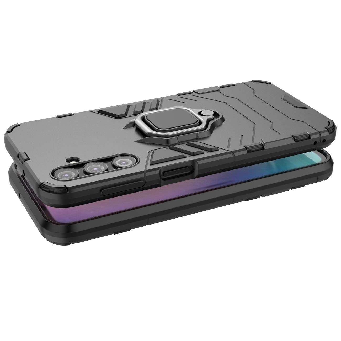 Ring Armor etui til Samsung Galaxy A24 4G pansret cover magnetisk holder ring sort
