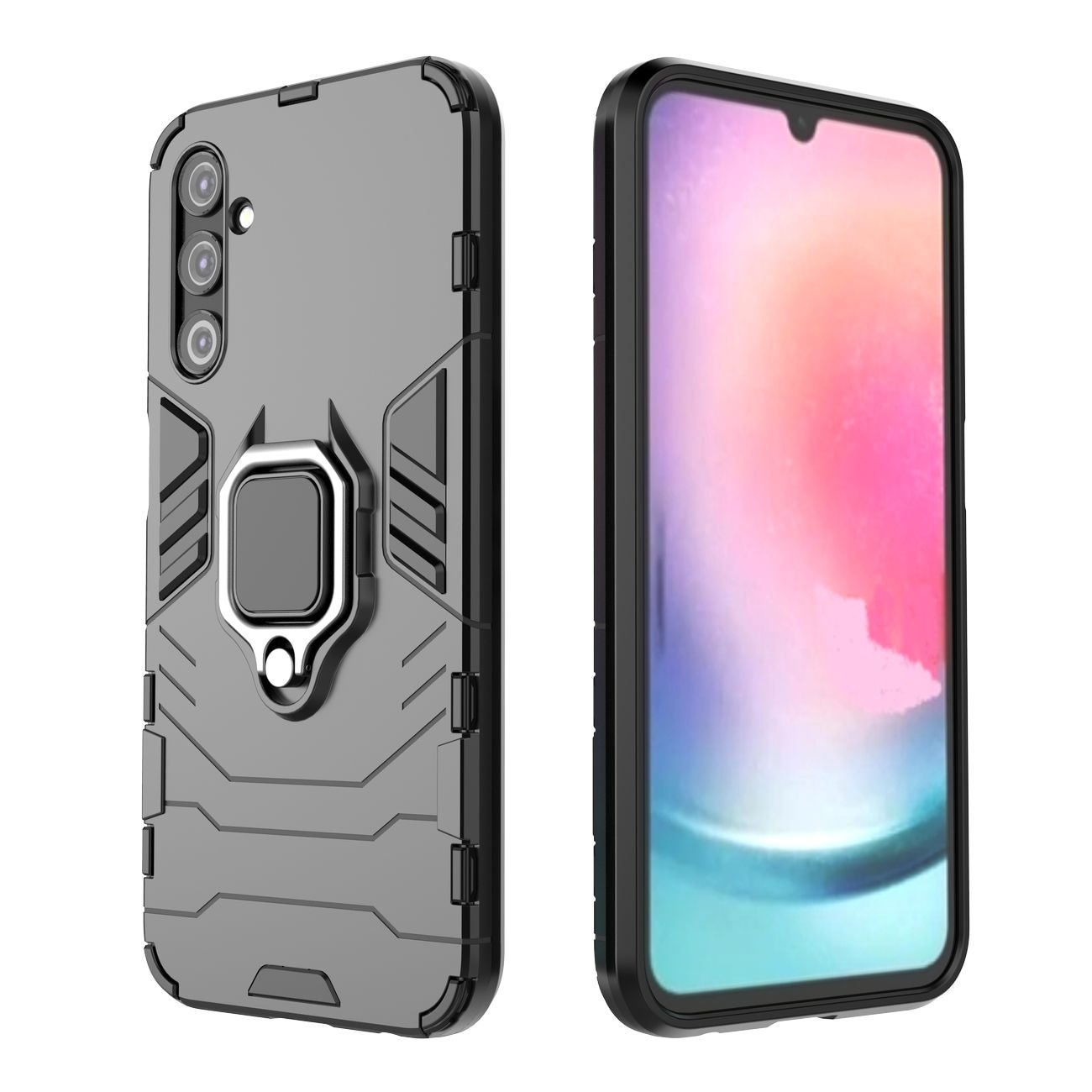 Ring Armor etui til Samsung Galaxy A24 4G pansret cover magnetisk holder ring sort